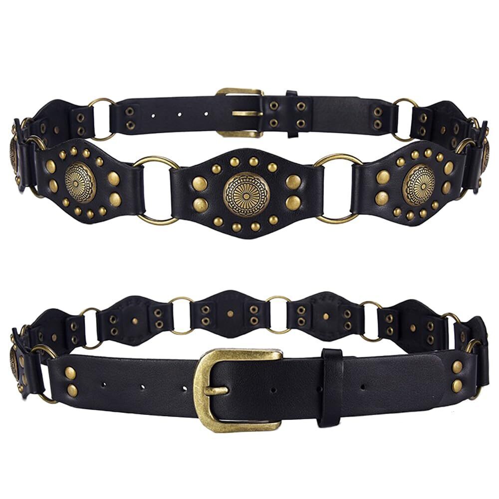 9377 Plus Size Black Western Belts For Women Cowgirl Y2k Country Leather